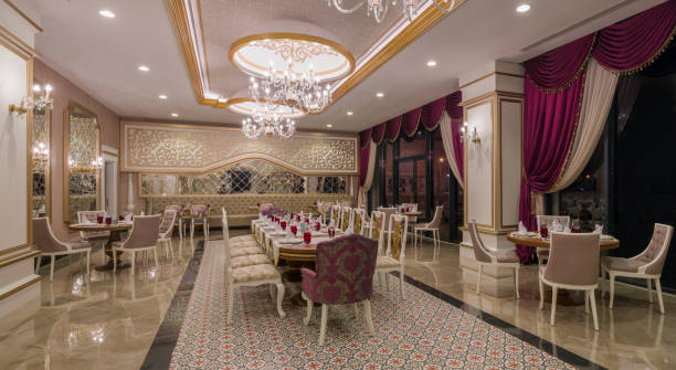 istock Modern restaurant interior, part of a hotel 906396240