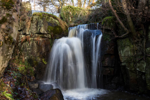 Waterfall at Lumsdale Derbyshire Waterfall at Lumsdale Derbyshire peak district national park photos stock pictures, royalty-free photos & images