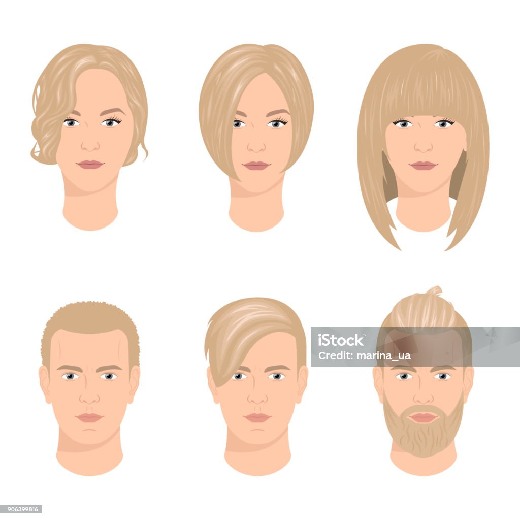 Men And Women Haircuts Vector Stock Illustration - Download Image Now - Men,  Bobbed Hair, Icon - iStock