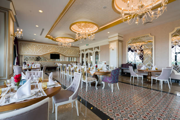 istock Modern restaurant interior, part of a hotel 906402406