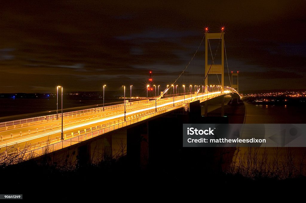 Nacht-Zeit-Brücke - Lizenzfrei Severnbrücke Stock-Foto