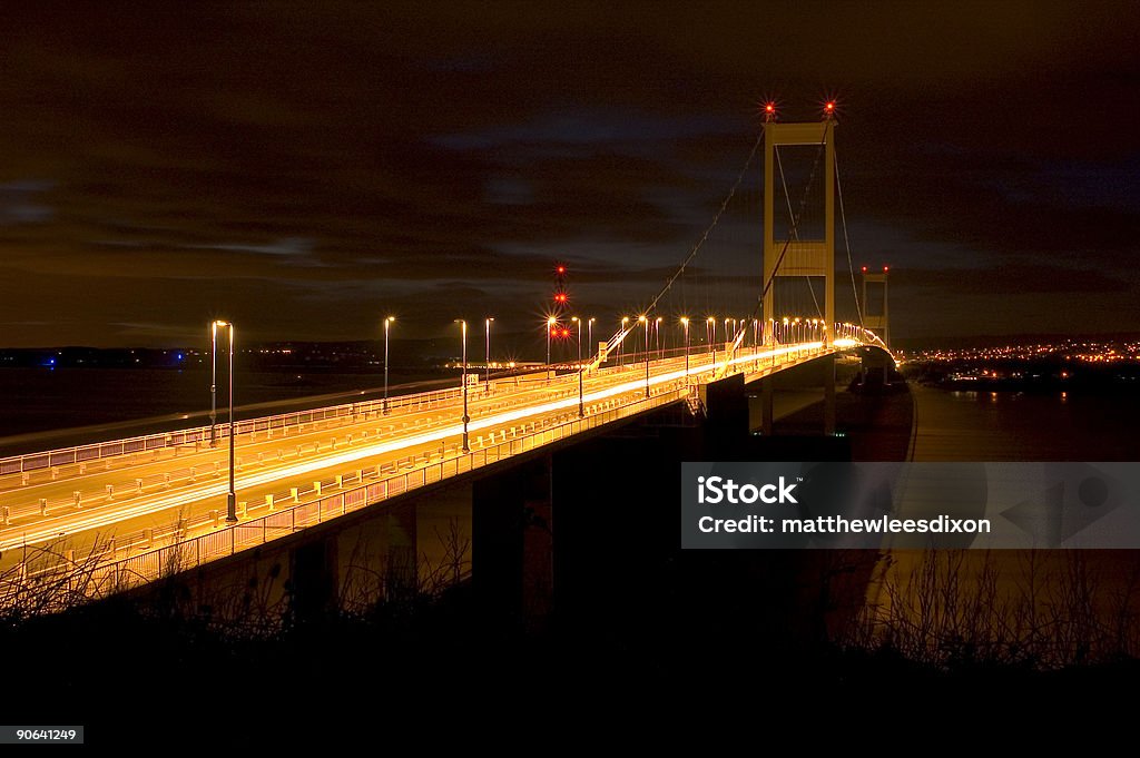 Pont de nuit - Photo de Pont Severn Bridge libre de droits