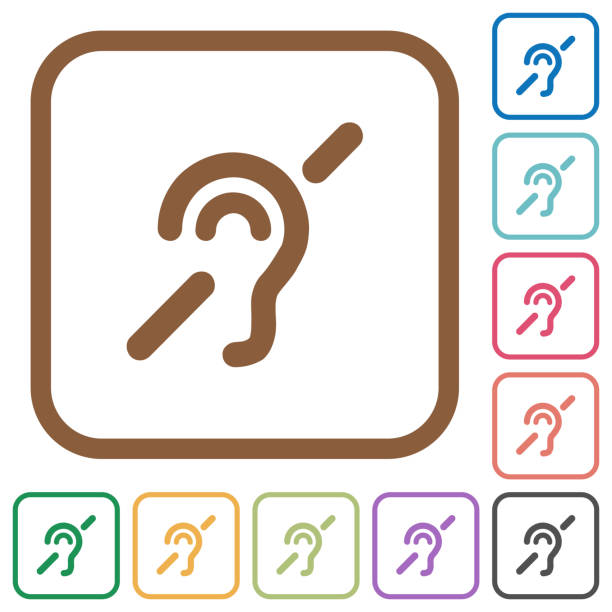 Hearing impaired simple icons vector art illustration