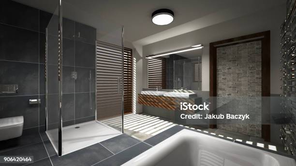 Realistisches Rendern 3d Luxus Modernes Bad Stockfoto und mehr Bilder von Luxus - Luxus, Waschbecken, Badezimmer
