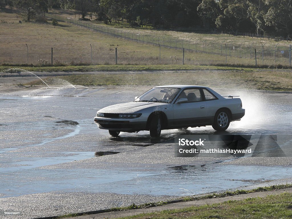 nissan on skid pan  Black Color Stock Photo