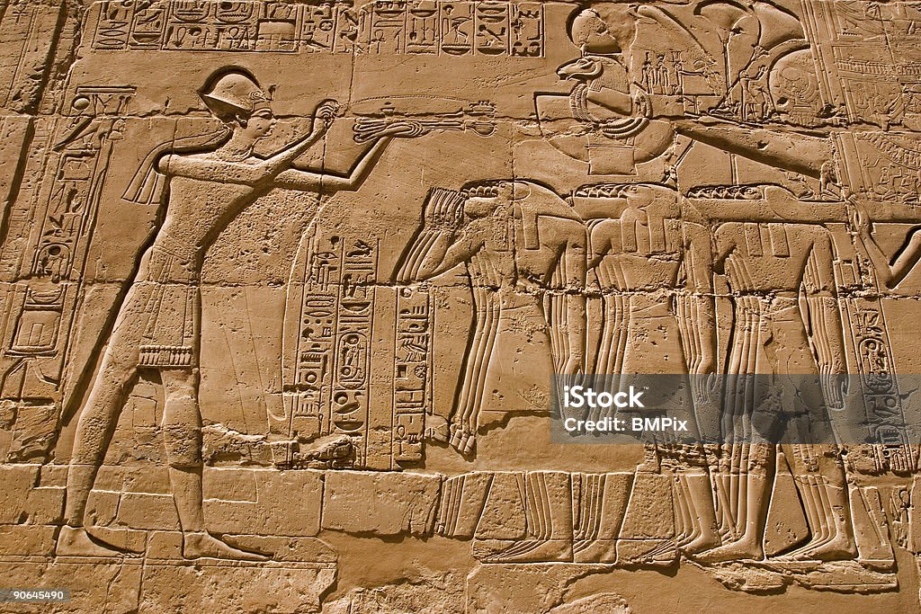 Temple Carving Temple Carving, Luxor (Thebes) Egypt Ancient Stock Photo