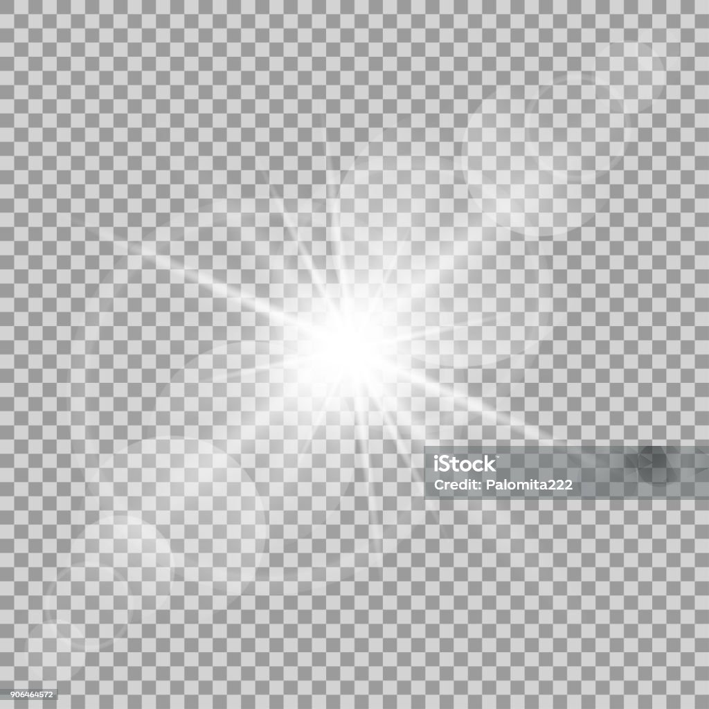 Sol transparente de vector con rayos y spotligh - arte vectorial de Resplandor del objetivo libre de derechos