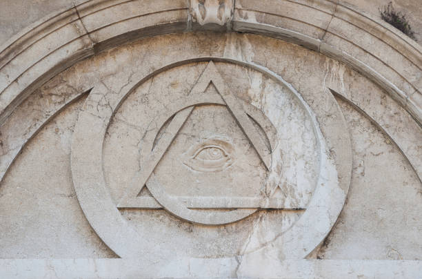 Masonic symbols in Venice stock photo