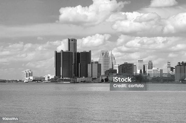 Clouds Over Detroit Stock Photo - Download Image Now - Detroit - Michigan, Black And White, Urban Skyline