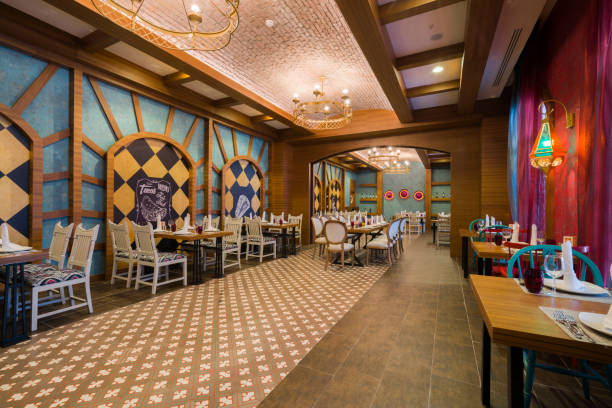 Modern Mexican restaurant interior, part of a hotel Modern Mexican restaurant interior, part of a hotel mexican restaurant interior stock pictures, royalty-free photos & images