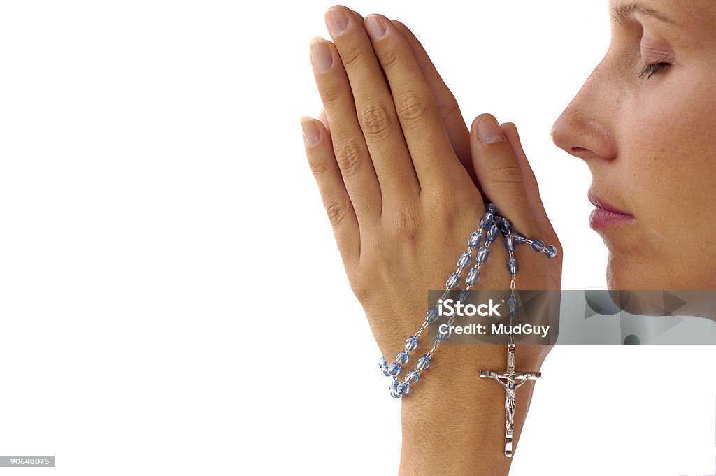 Praying  Rosary Beads Stock Photo