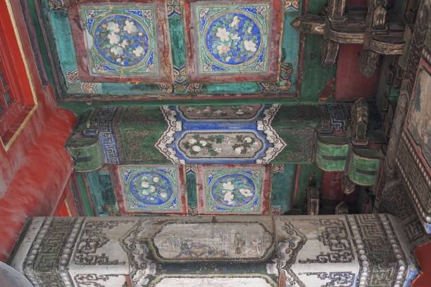 istock Patterns and wooden structure on temple roof in Beijing China 906495578