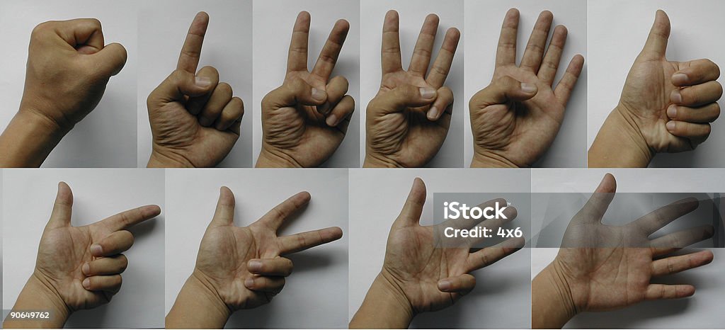 Mani di lingua 0 a 9-4064 x 1848 - Foto stock royalty-free di Composizione orizzontale