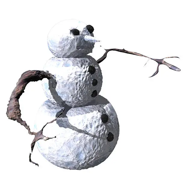 Isolated on a white background 3D rendered Evil Snowman