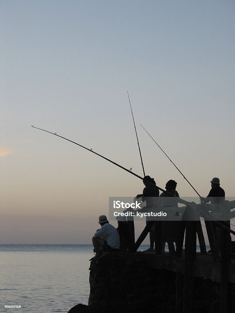 Pêche-pêcheur - Photo de Coucher de soleil libre de droits