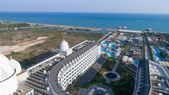 Luxury resort hotel with Swimming Pool aerial view