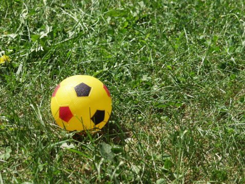 Kids plastic ball in grass