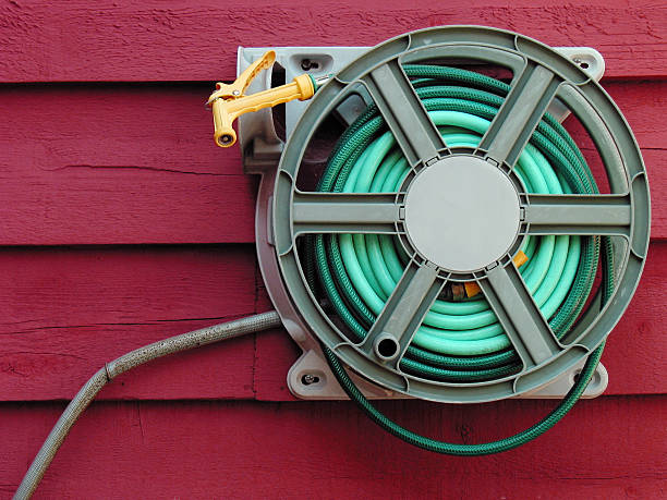 garden hose wheel stock photo