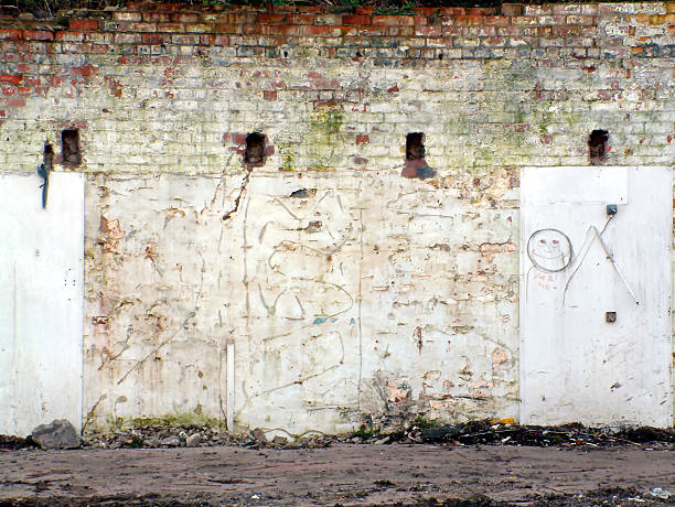 istock Old-looking distressed wall with street drawings 90652056
