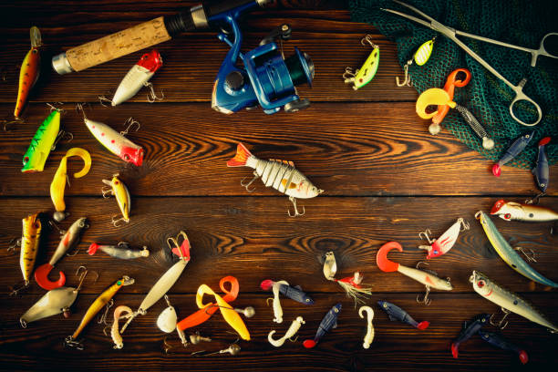 istock Fishing tackle spinning, still life 906527922