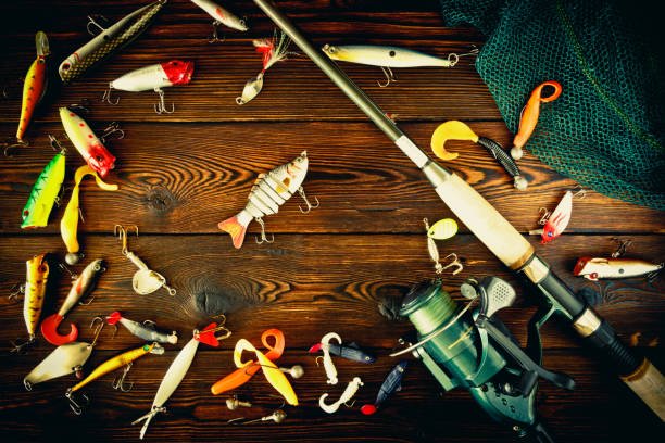 istock Fishing tackle spinning, still life 906528026