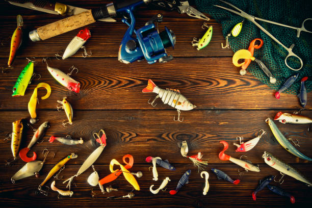 istock Fishing tackle spinning, still life 906530132