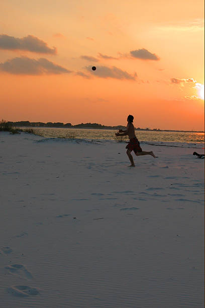 Playing at Sunset stock photo