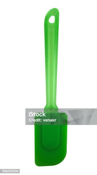 Silicone Spatula Isolated Green Stock Photo - Download Image Now - Silicone, Spatula, Clipping Path