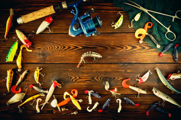 istock Fishing tackle spinning, still life 906530244