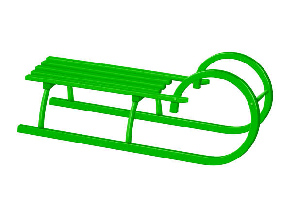 istock Wooden canadian sledge - green 906532554