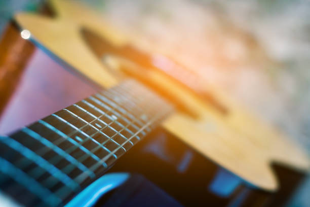 istock Guitar musical instrument closeup. 906537916