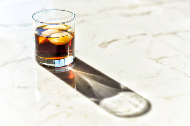 Mixed Drink in Low Ball Glass with Long Shadow