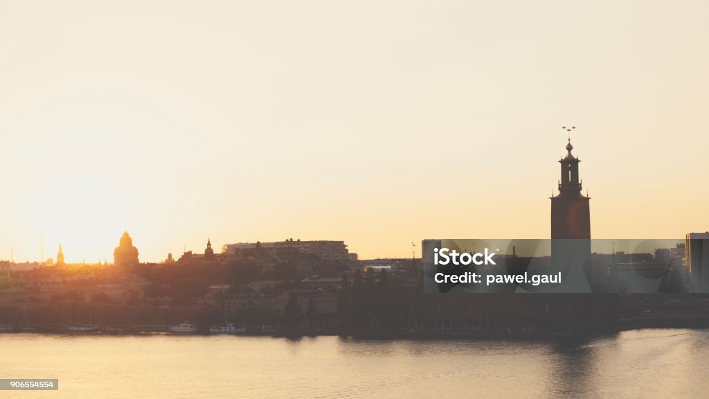 Stockholm City Hall during sunset Kungsholmen Town Hall Stock Photo