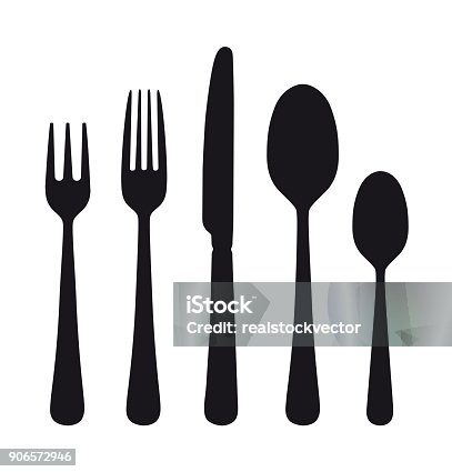 istock The contours of the cutlery. Spoon, knife, forks. 906572946