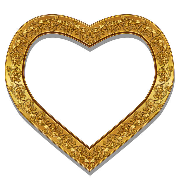istock frame in the shape of heart gold color with shadow 906575594