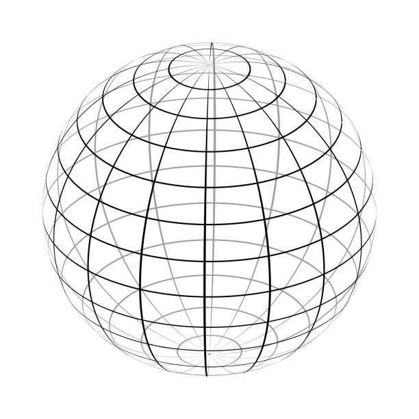 der rahmen der erde ist eine einfache schwarze und weiße form. - connection in a row striped globe stock-grafiken, -clipart, -cartoons und -symbole