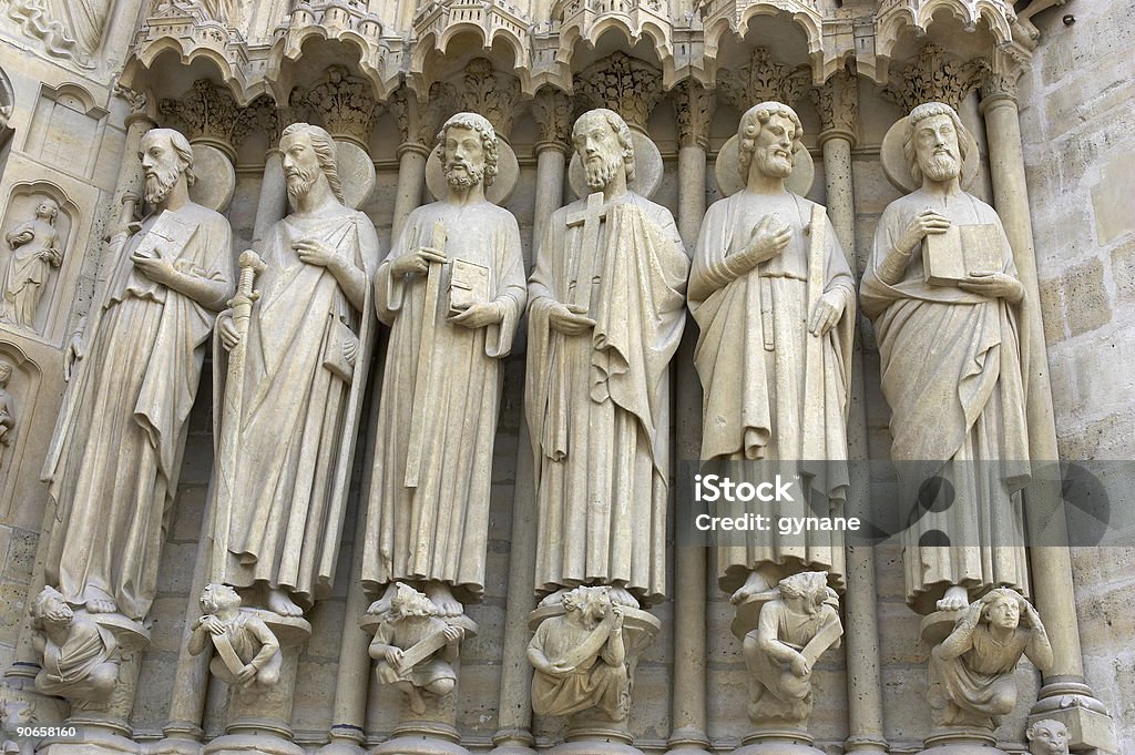 Kamień Rzeźba szczegóły, katedry Notre dame cathedral, Paryż, Francja - Zbiór zdjęć royalty-free (Bliskie zbliżenie)