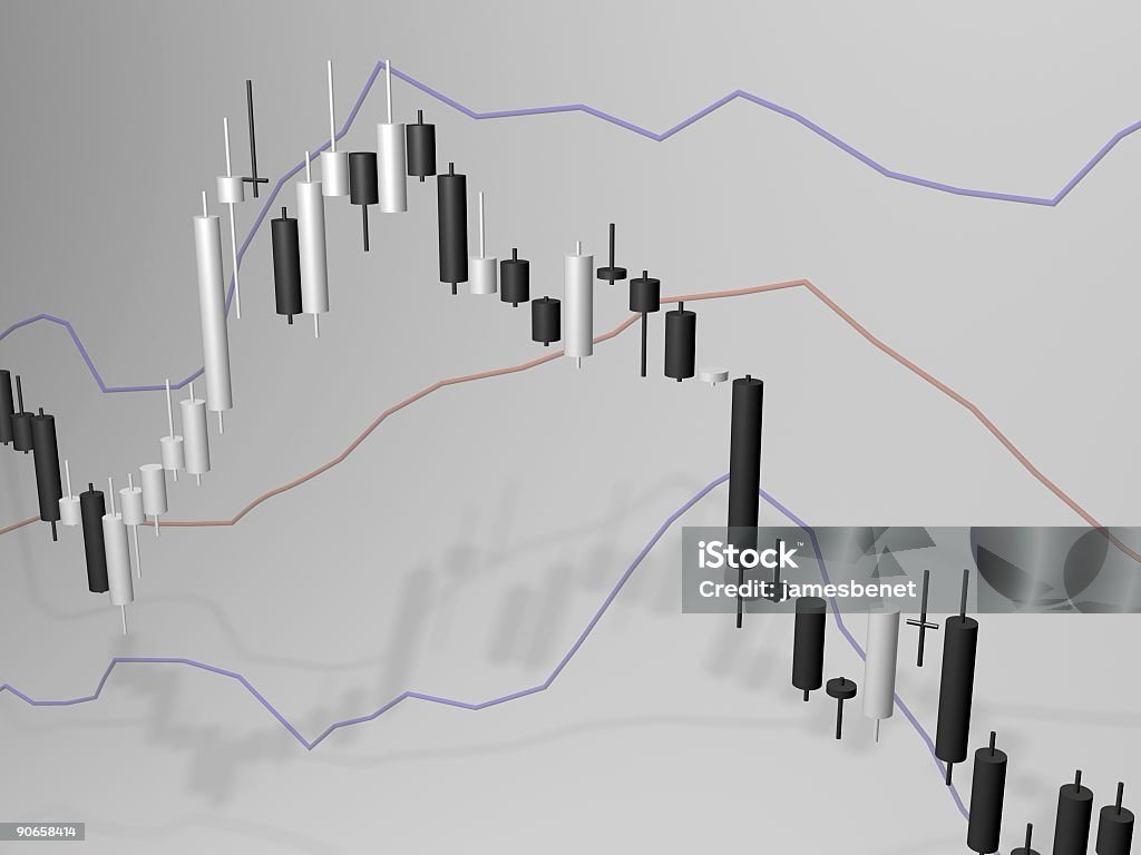 캔들 막대형 차트) (3D - 로열티 프리 증권 시장과 거래소 스톡 사진