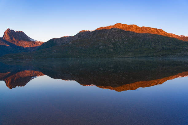 istock Mountain on sunrise reflected on water of lake 906585832