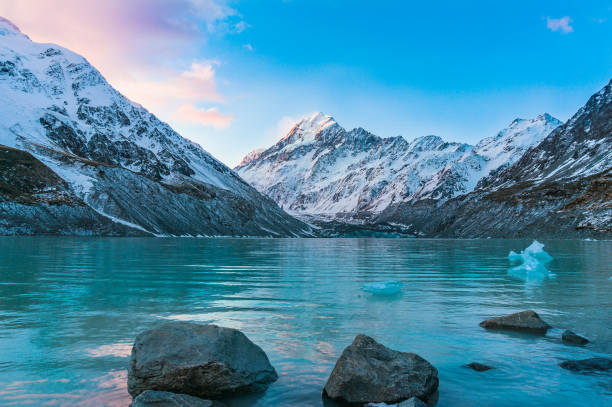 istock Beautiful glacier lake and snow capped mountains 906585874