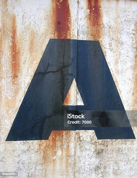 Letter A On Old Wall Stock Photo - Download Image Now - Allegory Painting, Alphabet, Alphabetical Order