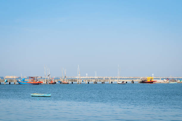 istock fishing boat on the sea and sky with copy space 906591244