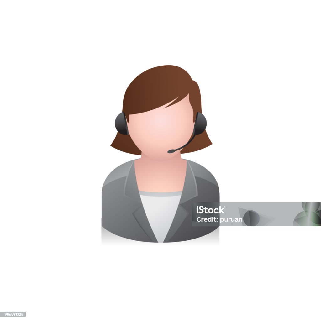 Color Icon - Female receptionist Female receptionist icon in color. Call center support Adult stock vector