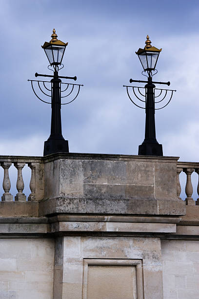 Old fashioned street lamps stock photo