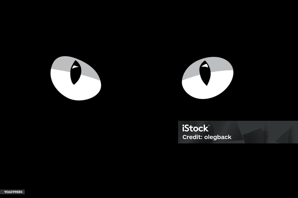 White cat's eyes isolated on black background. Vector design element. Domestic Cat stock vector