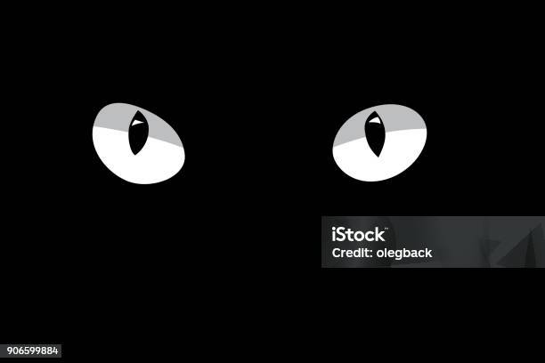 White Cats Eyes Isolated On Black Background Vector Design Element Stock Illustration - Download Image Now