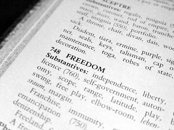 palabra la libertad, blanco y negro - thesaurus single word freedom list fotografías e imágenes de stock