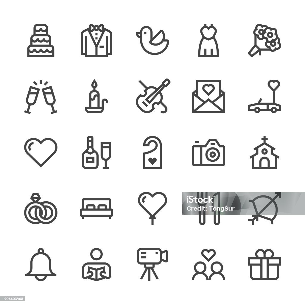 Wedding Icons - MediumX Line Wedding Icons - MediumX Line Vector EPS File. Icon Symbol stock vector