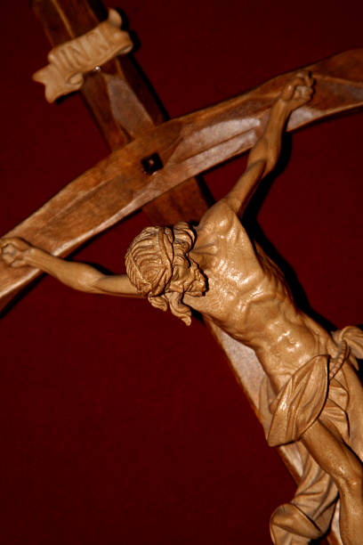 christus am kreuz 03 - cross nail wood resurrection stock-fotos und bilder