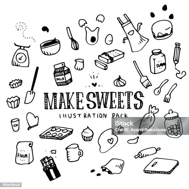 Machen Süßigkeiten Illustration Pack Stock Vektor Art und mehr Bilder von Backen - Backen, Löffel, Gekritzel - Zeichnung